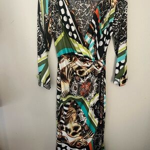 Carmen Marc Valvo Multicolor Long Sleeve Dress